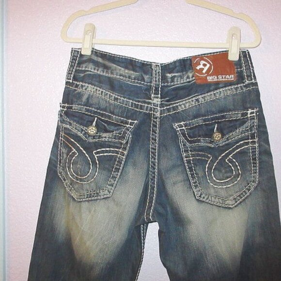 Vtg BIG STAR Men's JEANS Size 33x30 VOYAGER Relaxed Straight FLAP Denim Y2K 90s - Picture 9 of 12